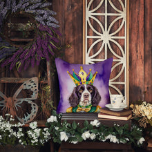 Load image into Gallery viewer, English Springer Spaniel King of Mardi Gras Throw Pillow - 14x14 Decorative Pillow – Art for Your Home &amp; Patio