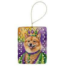 Load image into Gallery viewer, Finnish Spitz King of Mardi Gras Porcelain Ornament