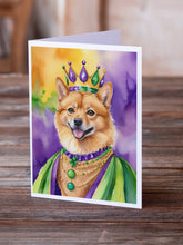 Load image into Gallery viewer, Finnish Spitz King of Mardi Gras Greeting Cards - Blank Note Cards – 8-Pack of Artist-Designed Cards with Envelopes
