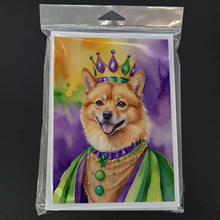 Load image into Gallery viewer, Finnish Spitz King of Mardi Gras Greeting Cards - Blank Note Cards – 8-Pack of Artist-Designed Cards with Envelopes
