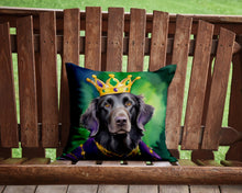 Load image into Gallery viewer, Flat-Coated Retriever King of Mardi Gras Throw Pillow - 14x14 Decorative Pillow – Art for Your Home &amp; Patio