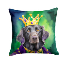 Load image into Gallery viewer, Flat-Coated Retriever King of Mardi Gras Throw Pillow - 14x14 Decorative Pillow – Art for Your Home &amp; Patio