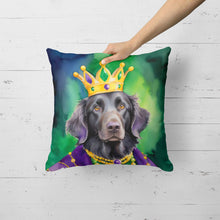 Load image into Gallery viewer, Flat-Coated Retriever King of Mardi Gras Throw Pillow
