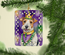 Load image into Gallery viewer, Fox Terrier King of Mardi Gras Porcelain Ornament