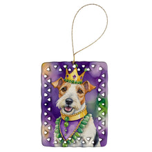 Load image into Gallery viewer, Fox Terrier King of Mardi Gras Porcelain Ornament