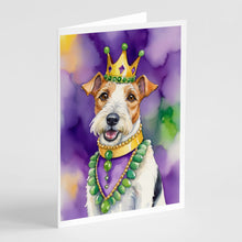 Load image into Gallery viewer, Fox Terrier King of Mardi Gras Greeting Cards - Blank Note Cards – 8-Pack of Artist-Designed Cards with Envelopes