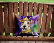 Load image into Gallery viewer, Fox Terrier King of Mardi Gras Throw Pillow - 14x14 Decorative Pillow – Art for Your Home &amp; Patio