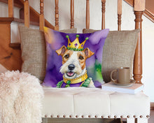 Load image into Gallery viewer, Fox Terrier King of Mardi Gras Throw Pillow - 14x14 Decorative Pillow – Art for Your Home &amp; Patio