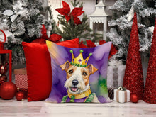 Load image into Gallery viewer, Fox Terrier King of Mardi Gras Throw Pillow - 14x14 Decorative Pillow – Art for Your Home &amp; Patio