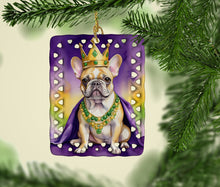 Load image into Gallery viewer, French Bulldog King of Mardi Gras Porcelain Ornament
