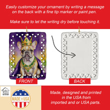 Load image into Gallery viewer, French Bulldog King of Mardi Gras Porcelain Ornament
