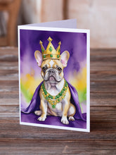 Load image into Gallery viewer, French Bulldog King of Mardi Gras Greeting Cards - Blank Note Cards – 8-Pack of Artist-Designed Cards with Envelopes