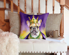 Load image into Gallery viewer, French Bulldog King of Mardi Gras Throw Pillow - 14x14 Decorative Pillow – Art for Your Home &amp; Patio