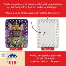 Load image into Gallery viewer, French Bulldog King of Mardi Gras Porcelain Ornament
