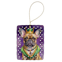 Load image into Gallery viewer, French Bulldog King of Mardi Gras Porcelain Ornament