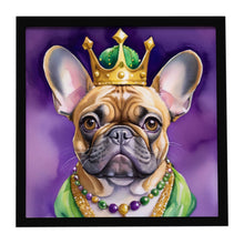 Load image into Gallery viewer, French Bulldog King of Mardi Gras Framed Metal Print