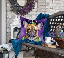 Load image into Gallery viewer, French Bulldog King of Mardi Gras Throw Pillow