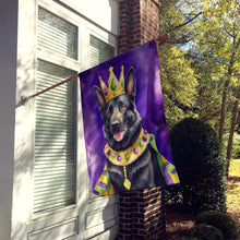 Load image into Gallery viewer, Black German Shepherd King of Mardi Gras House Flag