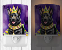 Load image into Gallery viewer, Black German Shepherd King of Mardi Gras Ceramic Night Light