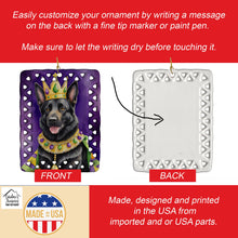 Load image into Gallery viewer, Black German Shepherd King of Mardi Gras Porcelain Ornament
