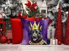 Load image into Gallery viewer, Black German Shepherd King of Mardi Gras Throw Pillow - 14x14 Decorative Pillow – Art for Your Home &amp; Patio
