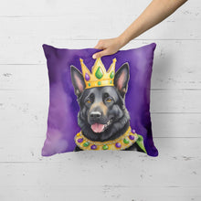 Load image into Gallery viewer, Black German Shepherd King of Mardi Gras Throw Pillow