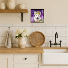 Load image into Gallery viewer, White German Shepherd King of Mardi Gras Framed Metal Print