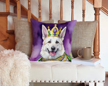 Load image into Gallery viewer, White German Shepherd King of Mardi Gras Throw Pillow - 14x14 Decorative Pillow – Art for Your Home &amp; Patio