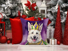 Load image into Gallery viewer, White German Shepherd King of Mardi Gras Throw Pillow - 14x14 Decorative Pillow – Art for Your Home &amp; Patio