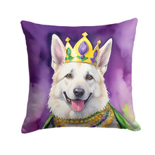 Load image into Gallery viewer, White German Shepherd King of Mardi Gras Throw Pillow