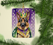 Load image into Gallery viewer, German Shepherd King of Mardi Gras Porcelain Ornament