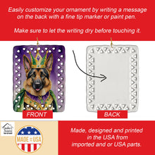 Load image into Gallery viewer, German Shepherd King of Mardi Gras Porcelain Ornament