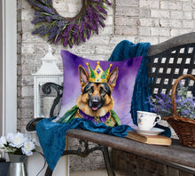 Load image into Gallery viewer, German Shepherd King of Mardi Gras Throw Pillow