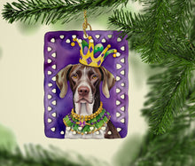 Load image into Gallery viewer, German Shorthaired Pointer King of Mardi Gras Porcelain Ornament