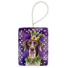 Load image into Gallery viewer, German Shorthaired Pointer King of Mardi Gras Porcelain Ornament