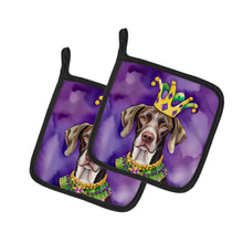 Load image into Gallery viewer, German Shorthaired Pointer King of Mardi Gras Pot Holders - Set of 2 Decorative Kitchen Helpers | Made in the USA