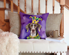 Load image into Gallery viewer, German Shorthaired Pointer King of Mardi Gras Throw Pillow - 14x14 Decorative Pillow – Art for Your Home &amp; Patio