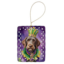 Load image into Gallery viewer, German Wirehaired Pointer King of Mardi Gras Porcelain Ornament