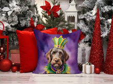 Load image into Gallery viewer, German Wirehaired Pointer King of Mardi Gras Throw Pillow - 14x14 Decorative Pillow – Art for Your Home &amp; Patio