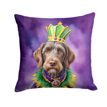 Load image into Gallery viewer, German Wirehaired Pointer King of Mardi Gras Throw Pillow - 14x14 Decorative Pillow – Art for Your Home &amp; Patio