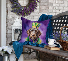 Load image into Gallery viewer, German Wirehaired Pointer King of Mardi Gras Throw Pillow