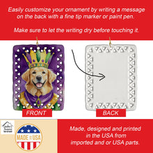 Load image into Gallery viewer, Golden Retriever King of Mardi Gras Porcelain Ornament