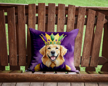 Load image into Gallery viewer, Golden Retriever King of Mardi Gras Throw Pillow - 14x14 Decorative Pillow – Art for Your Home &amp; Patio