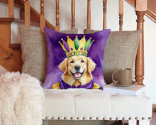 Load image into Gallery viewer, Golden Retriever King of Mardi Gras Throw Pillow - 14x14 Decorative Pillow – Art for Your Home &amp; Patio