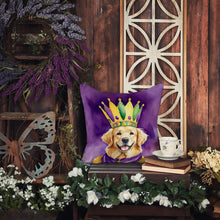 Load image into Gallery viewer, Golden Retriever King of Mardi Gras Throw Pillow - 14x14 Decorative Pillow – Art for Your Home &amp; Patio