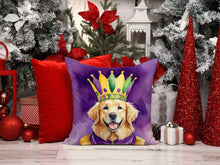 Load image into Gallery viewer, Golden Retriever King of Mardi Gras Throw Pillow - 14x14 Decorative Pillow – Art for Your Home &amp; Patio