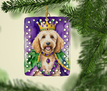 Load image into Gallery viewer, Goldendoodle King of Mardi Gras Porcelain Ornament