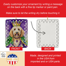 Load image into Gallery viewer, Goldendoodle King of Mardi Gras Porcelain Ornament