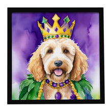 Load image into Gallery viewer, Goldendoodle King of Mardi Gras Framed Metal Print