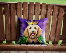 Load image into Gallery viewer, Goldendoodle King of Mardi Gras Throw Pillow - 14x14 Decorative Pillow – Art for Your Home &amp; Patio